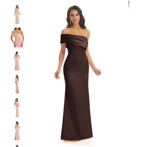 ChicSew Chocolate Brown One Shoulder Long Mermaid Bridesmaid Dress Size 6 NWT